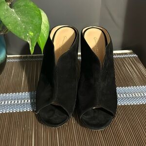 3) Gianvito Rossi - Size 6 -  Black Suede Mules